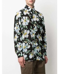 schwarzes Businesshemd mit Blumenmuster von Tom Ford