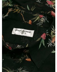 schwarzes Businesshemd mit Blumenmuster von Saint Laurent