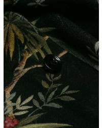 schwarzes Businesshemd mit Blumenmuster von Saint Laurent