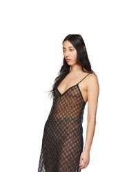 schwarzes Camisole-Kleid aus Netzstoff von Gucci
