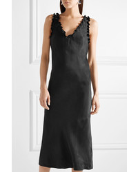 schwarzes Camisole-Kleid aus Satin mit Rüschen von Tibi