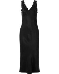 schwarzes Camisole-Kleid aus Satin mit Rüschen von Tibi