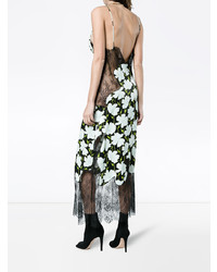 schwarzes Camisole-Kleid aus Spitze mit Blumenmuster von Off-White