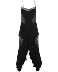 schwarzes Camisole-Kleid aus Spitze mit Rüschen