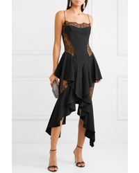 schwarzes Camisole-Kleid aus Spitze mit Rüschen von Alexandre Vauthier