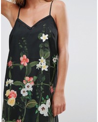 schwarzes Camisole-Kleid mit Blumenmuster von Ted Baker
