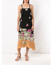 schwarzes Camisole-Kleid mit Blumenmuster von Andrea Marques