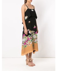 schwarzes Camisole-Kleid mit Blumenmuster von Andrea Marques