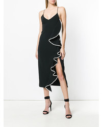 schwarzes Camisole-Kleid mit Rüschen von David Koma