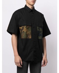 schwarzes Camouflage Kurzarmhemd von VERSACE JEANS COUTURE