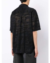 schwarzes Camouflage Kurzarmhemd von Feng Chen Wang