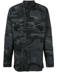 schwarzes Camouflage Langarmhemd von Maharishi