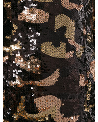 schwarzes Camouflage Paillettenkleid von Balmain