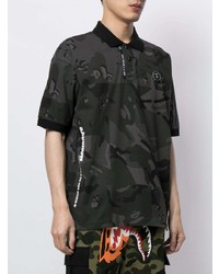 schwarzes Camouflage Polohemd von AAPE BY A BATHING APE