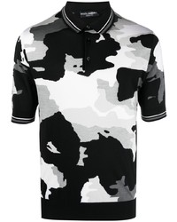 schwarzes Camouflage Polohemd von Dolce & Gabbana