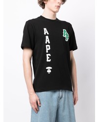 schwarzes Camouflage T-Shirt mit einem Rundhalsausschnitt von AAPE BY A BATHING APE