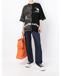 schwarzes Camouflage T-Shirt mit einem Rundhalsausschnitt von AAPE BY A BATHING APE