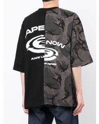 schwarzes Camouflage T-Shirt mit einem Rundhalsausschnitt von AAPE BY A BATHING APE