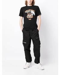 schwarzes Camouflage T-Shirt mit einem Rundhalsausschnitt von AAPE BY A BATHING APE