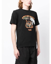 schwarzes Camouflage T-Shirt mit einem Rundhalsausschnitt von AAPE BY A BATHING APE