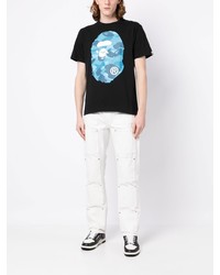 schwarzes Camouflage T-Shirt mit einem Rundhalsausschnitt von A Bathing Ape