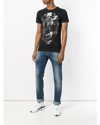 schwarzes Camouflage T-Shirt mit einem Rundhalsausschnitt von Philipp Plein