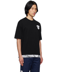 schwarzes Camouflage T-Shirt mit einem Rundhalsausschnitt von AAPE BY A BATHING APE