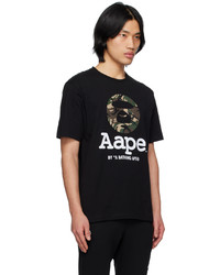 schwarzes Camouflage T-Shirt mit einem Rundhalsausschnitt von AAPE BY A BATHING APE