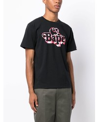 schwarzes Camouflage T-Shirt mit einem Rundhalsausschnitt von A Bathing Ape