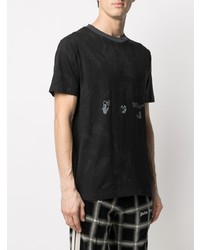 schwarzes Camouflage T-Shirt mit einem Rundhalsausschnitt von Off-White