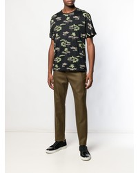 schwarzes Camouflage T-Shirt mit einem Rundhalsausschnitt von Emporio Armani