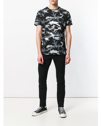 schwarzes Camouflage T-Shirt mit einem Rundhalsausschnitt von Philipp Plein