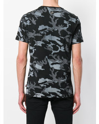 schwarzes Camouflage T-Shirt mit einem Rundhalsausschnitt von Philipp Plein