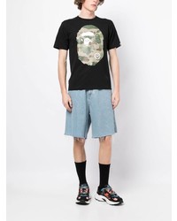 schwarzes Camouflage T-Shirt mit einem Rundhalsausschnitt von A Bathing Ape