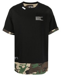 schwarzes Camouflage T-Shirt mit einem Rundhalsausschnitt von Izzue