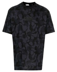 schwarzes Camouflage T-Shirt mit einem Rundhalsausschnitt von Karl Lagerfeld