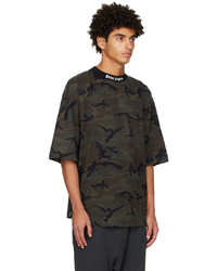 schwarzes Camouflage T-Shirt mit einem Rundhalsausschnitt von Palm Angels