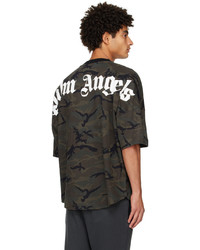 schwarzes Camouflage T-Shirt mit einem Rundhalsausschnitt von Palm Angels