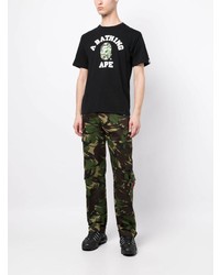 schwarzes Camouflage T-Shirt mit einem Rundhalsausschnitt von A Bathing Ape