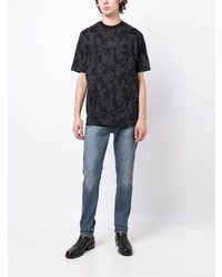 schwarzes Camouflage T-Shirt mit einem Rundhalsausschnitt von Karl Lagerfeld