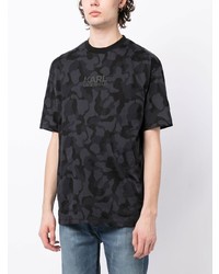 schwarzes Camouflage T-Shirt mit einem Rundhalsausschnitt von Karl Lagerfeld