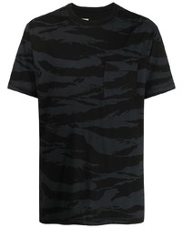 schwarzes Camouflage T-Shirt mit einem Rundhalsausschnitt von Maharishi