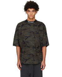 schwarzes Camouflage T-Shirt mit einem Rundhalsausschnitt von Palm Angels
