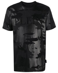 schwarzes Camouflage T-Shirt mit einem Rundhalsausschnitt von Philipp Plein
