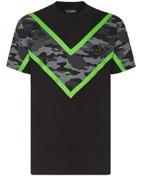 schwarzes Camouflage T-Shirt mit einem Rundhalsausschnitt von Plein Sport