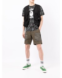 schwarzes Camouflage T-Shirt mit einem Rundhalsausschnitt von A Bathing Ape