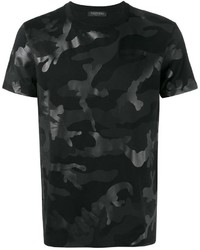 schwarzes Camouflage T-Shirt mit einem Rundhalsausschnitt von Valentino