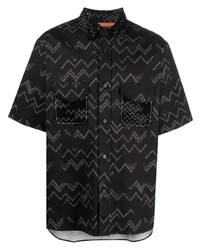 schwarzes Kurzarmhemd mit Chevron-Muster von Missoni