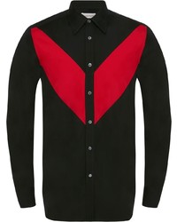 schwarzes Langarmhemd mit Chevron-Muster von Alexander McQueen