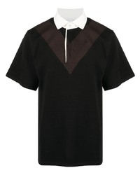 schwarzes Polohemd mit Chevron-Muster von Bottega Veneta